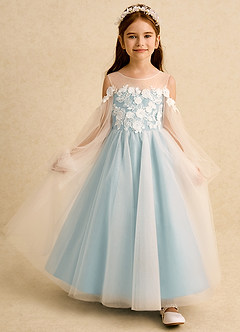 Azazie Zimi vestidos de niña de las flores Vestido de Neblina de Tul de Princesa con Escote de Corazón image7