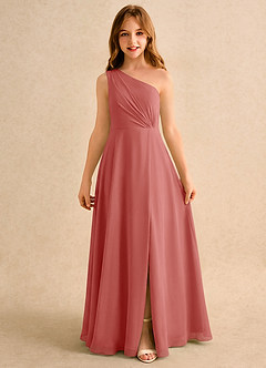 Azazie Puddles Junior Formal Flower Girl Klänningar Klä A-Line i Chiffong Ena axeln image6