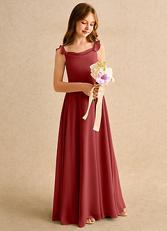 Azazie Puppy Girls Formal Flower Girl Dresses Rust A-Line Pleated Chiffon Dress image1