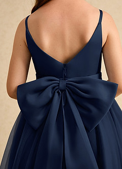 Azazie Patootie Flower Girl Dresses Dark Navy A-Line Spaghetti Strap Tulle Dress image6