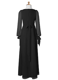 Azazie Leonia Junior Black A-Line with Pockets Chiffon Dress image8