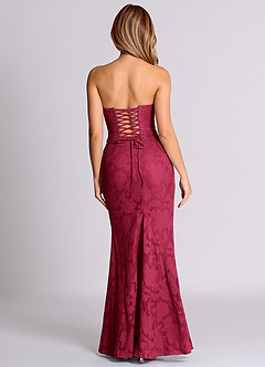 Azazie Sorrel Vestidos de damas de honor Vestido de Borgoña de Devorado Floral de Corte Sirena Convertible con Corsé image2