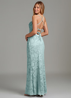 Azazie Ola Bridesmaid Dresses Mist Mermaid Corset Floral Burnout Dress image2