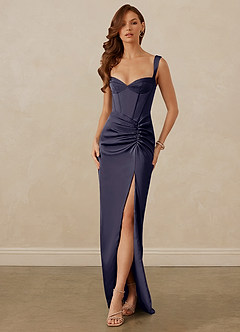 Christian Siriano Bridal for Azazie 1017 Bridesmaid Dresses Stormy Sheath Sweetheart Neckline Stretch Satin Dress image1