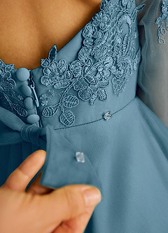 Azazie Precious Flower Girl Dresses Bermuda A-Line Lace Tulle Dress image6