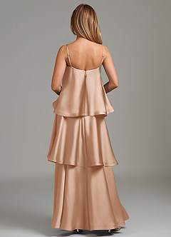 Azazie Azalea Robes de demoiselle d'honneur Robe Trapèze en Satin extensible Drapé Rose Anglais image4