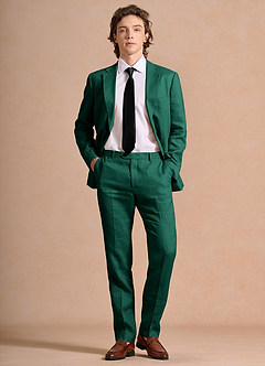 front Harrison Smaragd Anzug aus 100 % Leinen
