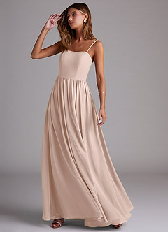 Azazie Calianna Bridesmaid Dresses English Rose A-Line Off the Shoulder Chiffon Convertible Dress image3