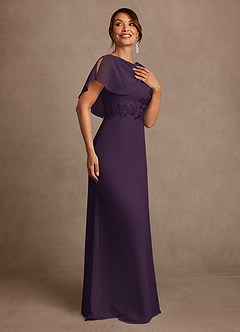 Azazie Frieda Mother of the Bride Dresses Plum A-Line Applique Chiffon Dress image4