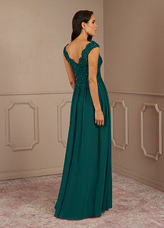 Azazie Amethyst Mother of the Bride Dresses Peacock A-Line V-Neck Sequins Chiffon Dress image5