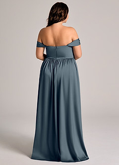 Azazie Calianna Bridesmaid Dresses Twilight A-Line Off the Shoulder Stretch Satin Convertible Dress image7