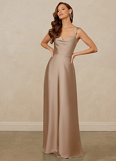 Christian Siriano Bridal for Azazie 1001 Bridesmaid Dresses Taupe A-Line Sweetheart Neckline Stretch Satin Dress image3