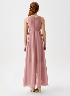 Azazie Lizette Junior Dusty Rose A-Line Pleated Chiffon Dress image6