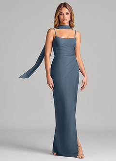 Azazie Calandra Suknie dla druhen Osłona Pofałdowany Szyfon Do ziemi Sukienka image3