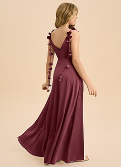 Azazie Gumdrop Junior Robe Empire en Satin extensible Plissée Merlot image1