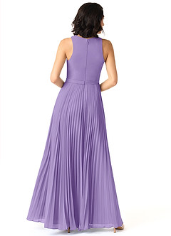 Azazie Lindie Vestidos de damas de honor Vestido de Tahití de Gasa de Corte en A con Cuello en V plisado image2