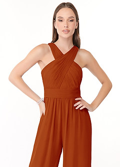 Azazie Berdie Brautjungfernkleider Halter Chiffon Overall/Jumpsuit Paprika image5