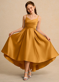 Azazie Sweets Junior Formal Flower Girl Klänningar Klä A-Line i Matt satäng Plisserad image4