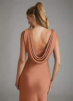 Azazie Elena Bridesmaid Dresses Bronzer Mermaid Pleated Stretch Satin Dress image7