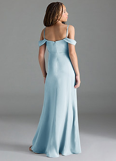 Azazie Amyra Junior Sky Blue Sheath Off the Shoulder Stretch Satin Dress image5