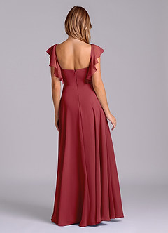 Azazie Leilani Bridesmaid Dresses Pomegranate A-Line Pleated Chiffon Dress image2