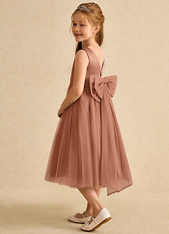 Azazie Winnie Abiti da Ragazza di Fiori Abito Principessa in Tulle Fiocco Bronzo image5