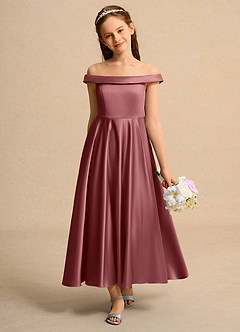 Azazie Teeny Junior Formal Flower Girl Klänningar Klä A-Line i Matt satäng Plisserad image3