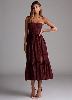 Delphina Wine Lace-up Back Midi Dress image4