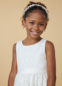 Azazie Edie Final Sale Diamond White A-Line Sequins Lace Dress image3