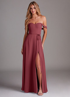 Azazie Aaron Bridesmaid Dresses Merlot A-Line Off the Shoulder Chiffon Convertible Dress image1