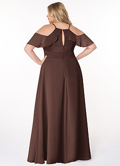 Azazie Dakota Bridesmaid Dresses Ganache A-Line V-Neck Pleated Chiffon Dress image7