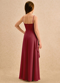 Azazie Cannoli Girls Formal Flower Girl Dresses Pomegranate A-Line Pleated Chiffon Dress image2