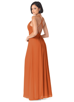 Azazie Farren Bridesmaid Dresses Cinnamon A-Line Pleated Chiffon Convertible Dress image5
