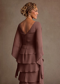 Azazie Arabinda Abiti per la Madre della Sposa Abito Tubino in Chiffon Increspato Espresso image6