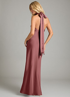 Azazie Velli Bridesmaid Dresses Amethyst Mermaid High Neck Stretch Satin Dress image5
