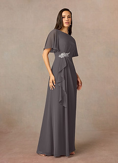 Azazie Rain Mother of the Bride Dresses Steel Grey Sheath Beaded Chiffon Dress image2