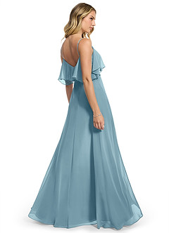 Azazie Jean Bridesmaid Dresses Moody Blue A-Line Chiffon Convertible Dress image2