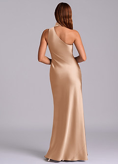Azazie Seona Bridesmaid Dresses English Rose Mermaid One Shoulder Stretch Satin Dress image4