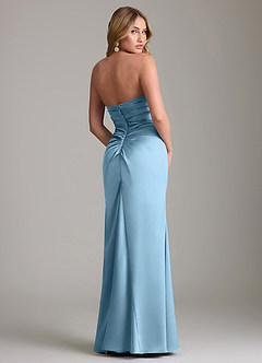 Azazie Lucille Bridesmaid Dresses Steel Blue Mermaid Strapless Stretch Satin Convertible Dress image2