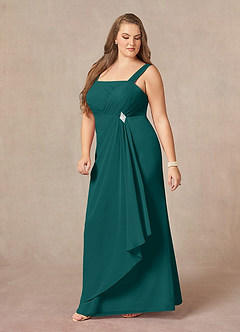 Azazie Weisz Mother of the Bride Dresses Peacock A-Line Square Neckline Pleated Chiffon Dress image11