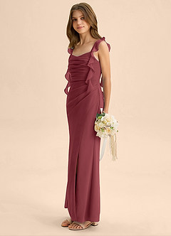 Azazie Jessamine Junior Merlot Mermaid Sweetheart Neckline Chiffon Dress image5