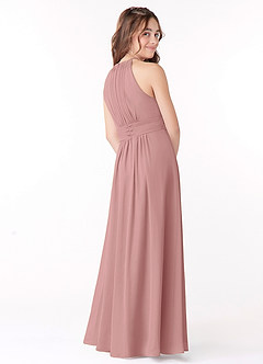 Azazie Bonnie Junior Dusty Rose A-Line Pleated Chiffon Dress image3
