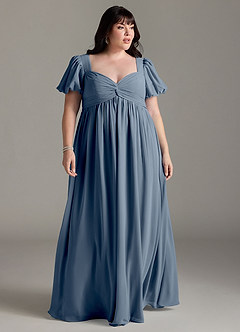 Azazie Madisynn Maternity Bridesmaid Dresses Bow Chiffon Floor-Length Dress image5