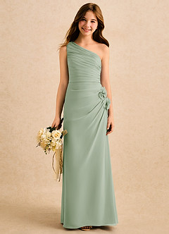 Azazie Sophie Girls Formal Blomsterpigekjoler Skede Én skulder Chiffon Gulv-længde Kjole image1