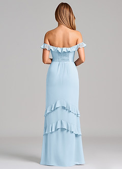 Azazie Marilynn 신부 들러리 드레스 인어 오프 더 숄더 쉬폰 바닥 길이 드레스 image2