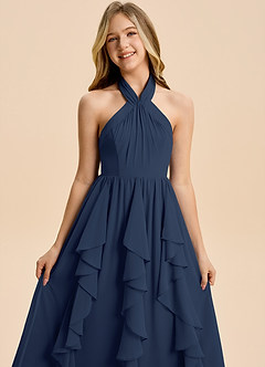 Azazie Daisy Junior Dark Navy A-Line Chiffon Dress image7