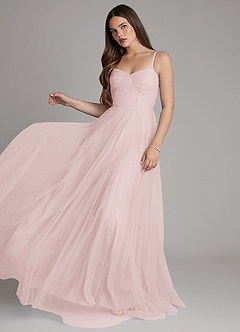 Azazie Teagan Bridesmaid Dresses Blushing Pink A-Line Sweetheart Neckline Tulle Dress image3