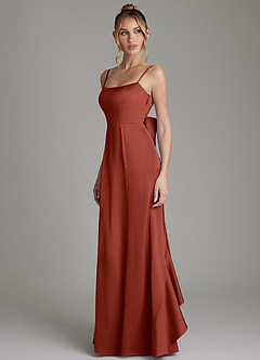 Azazie Zherra Robes de demoiselle d'honneur Robe Sirène en Satin extensible Arc Terracotta image2