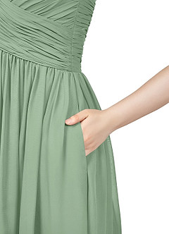 Azazie Angie Bridesmaid Dresses Matcha A-Line Corset Chiffon Dress image10