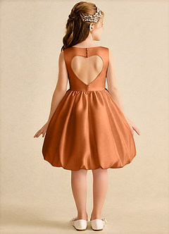 Azazie Nirvana Abiti da Ragazza di Fiori Abito Principessa in Raso Opaco Increspato Rame image1